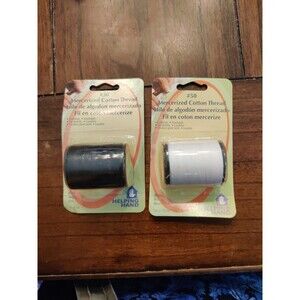 Lot of 2 Helping Hand Mercerized Cotton Premium Thread Size 50 BLACK & WHITE '14